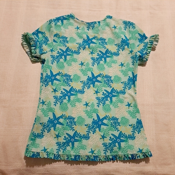 Lands End girls Medium or 10/12 teal swim rash guard - Picture 3 of 3